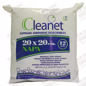 Губка одноразовая CLEANET, размер 20х20см, пенообразующая, одноразовая, коробка 900шт