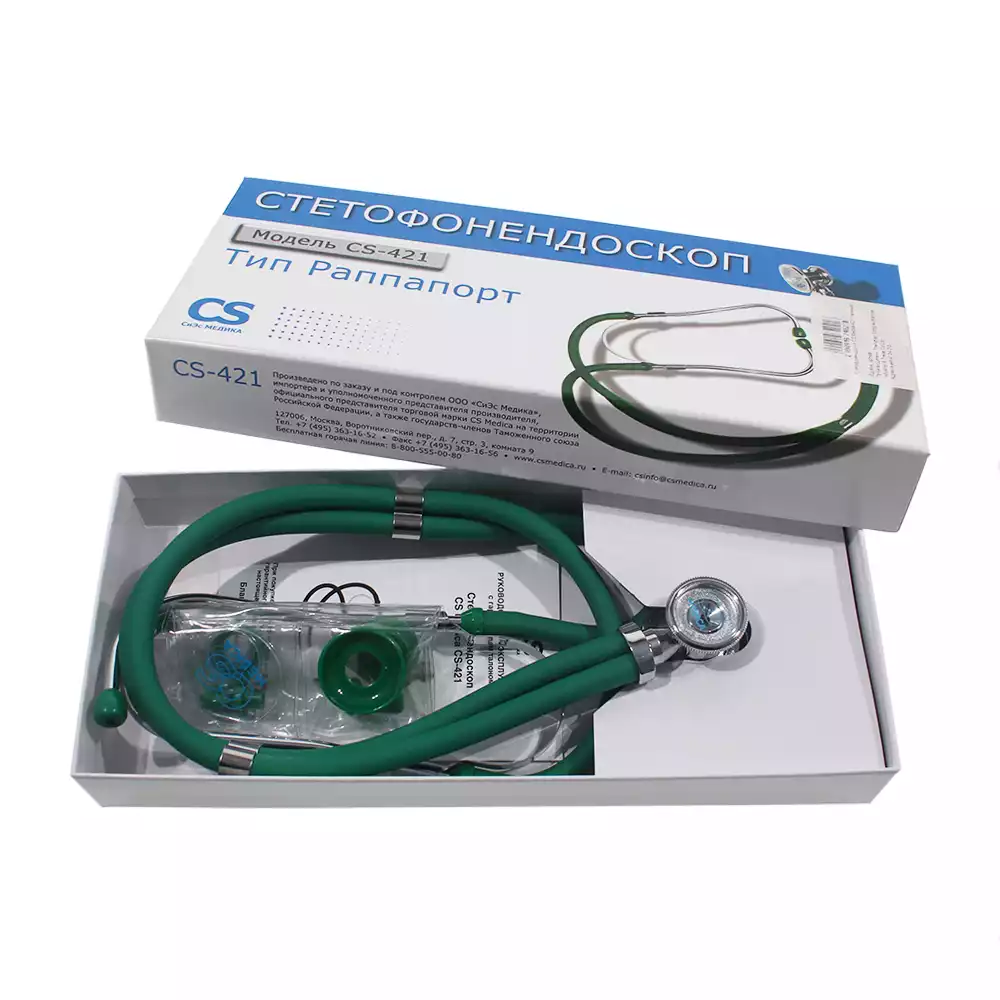 Стетофонендоскоп CS Medika-421, цвет зеленый