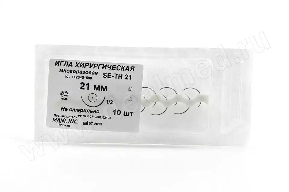 Игла хирургическая колющая многоразовая 21 мм, изгиб 1/2 (d=0,68 мм) MANI SE-ТН 21