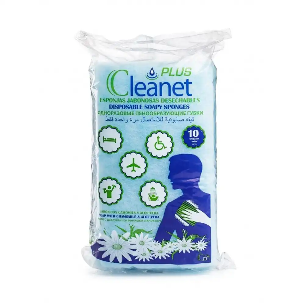 Губка одноразовая CLEANET+ PLUS, размер 12х12см, 150г/м2, пенообразующая, одноразовая, упаковка 10шт