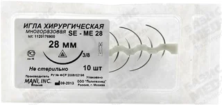 Игла хирургическая многоразовая режущая MANI SE-ME 28, 3/8 (0,78*28мм)
