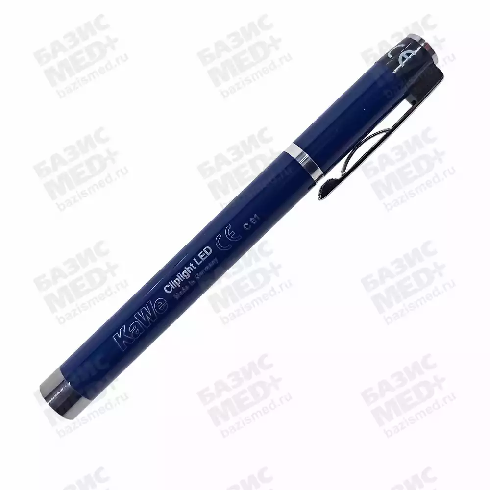 Фонарик диагностический Cliplight LED (светодиоды) с вакуумной лампочкой (дневной свет) металлический, цвет синий