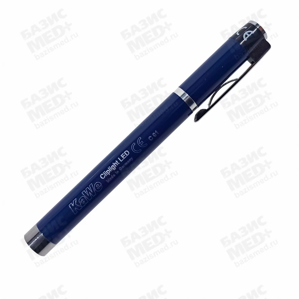Фонарик диагностический Cliplight LED (светодиоды) с вакуумной лампочкой (дневной свет) металлический, цвет синий