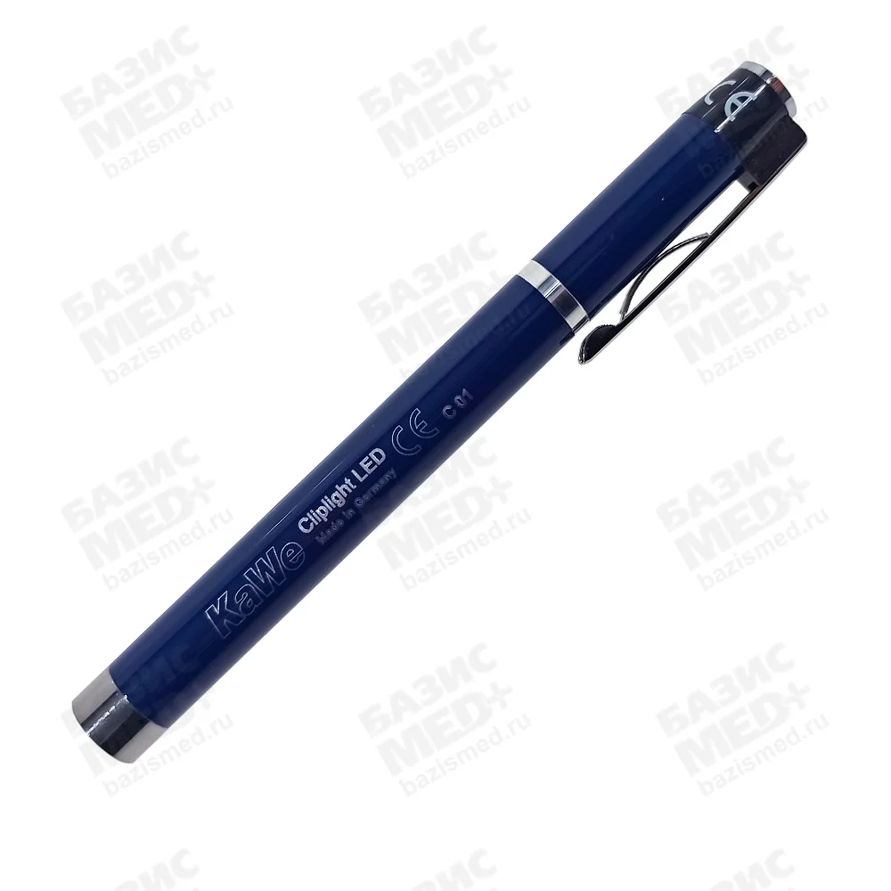 Фонарик диагностический Cliplight LED (светодиоды) с вакуумной лампочкой (дневной свет) металлический, цвет синий