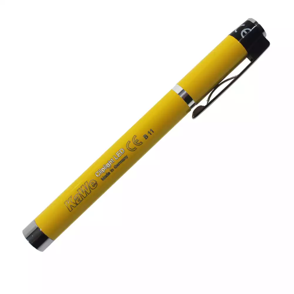 Фонарик диагностический Cliplight LED (светодиоды) с вакуумной лампочкой (дневной свет) металлический, цвет желтый