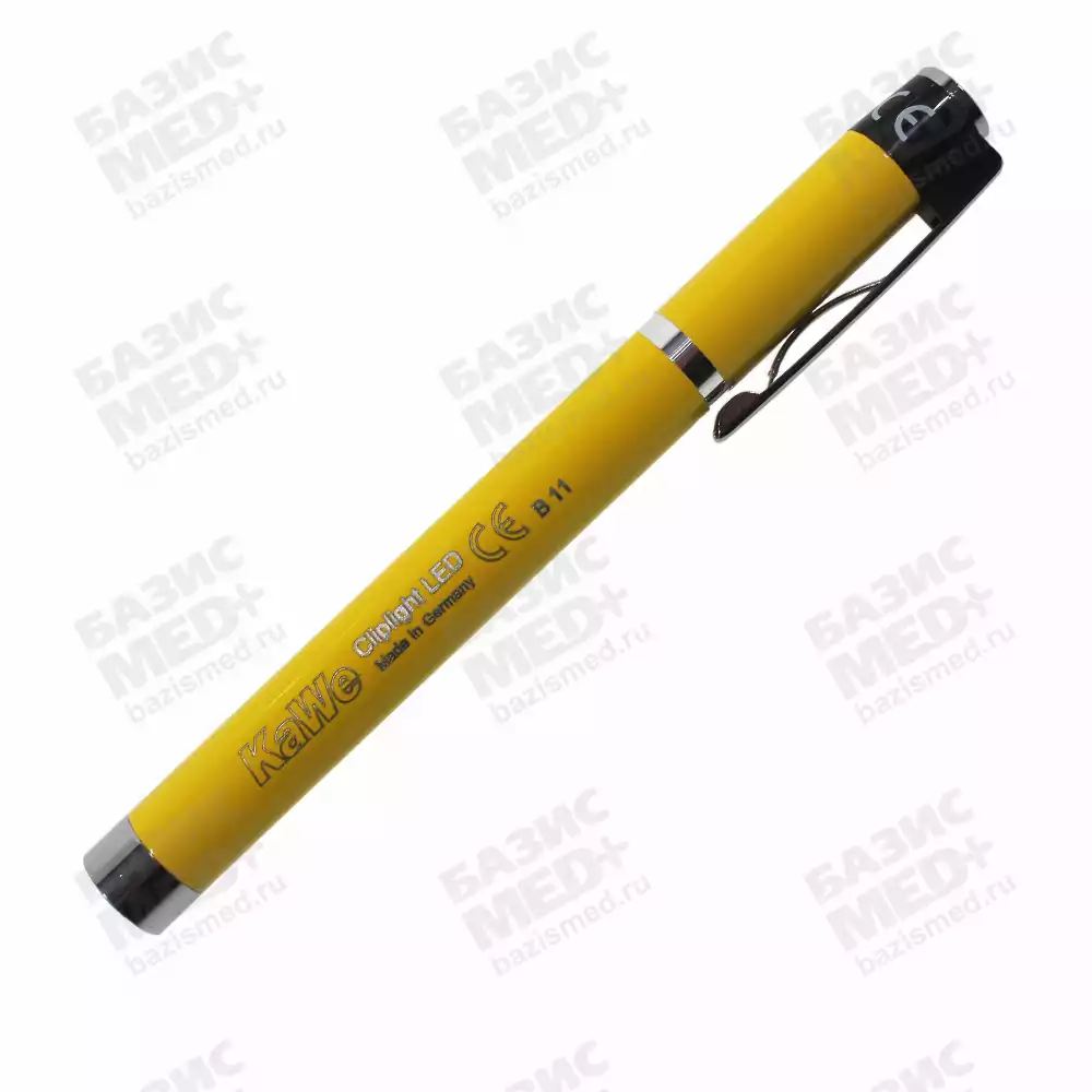 Фонарик диагностический Cliplight LED (светодиоды) с вакуумной лампочкой (дневной свет) металлический, цвет желтый