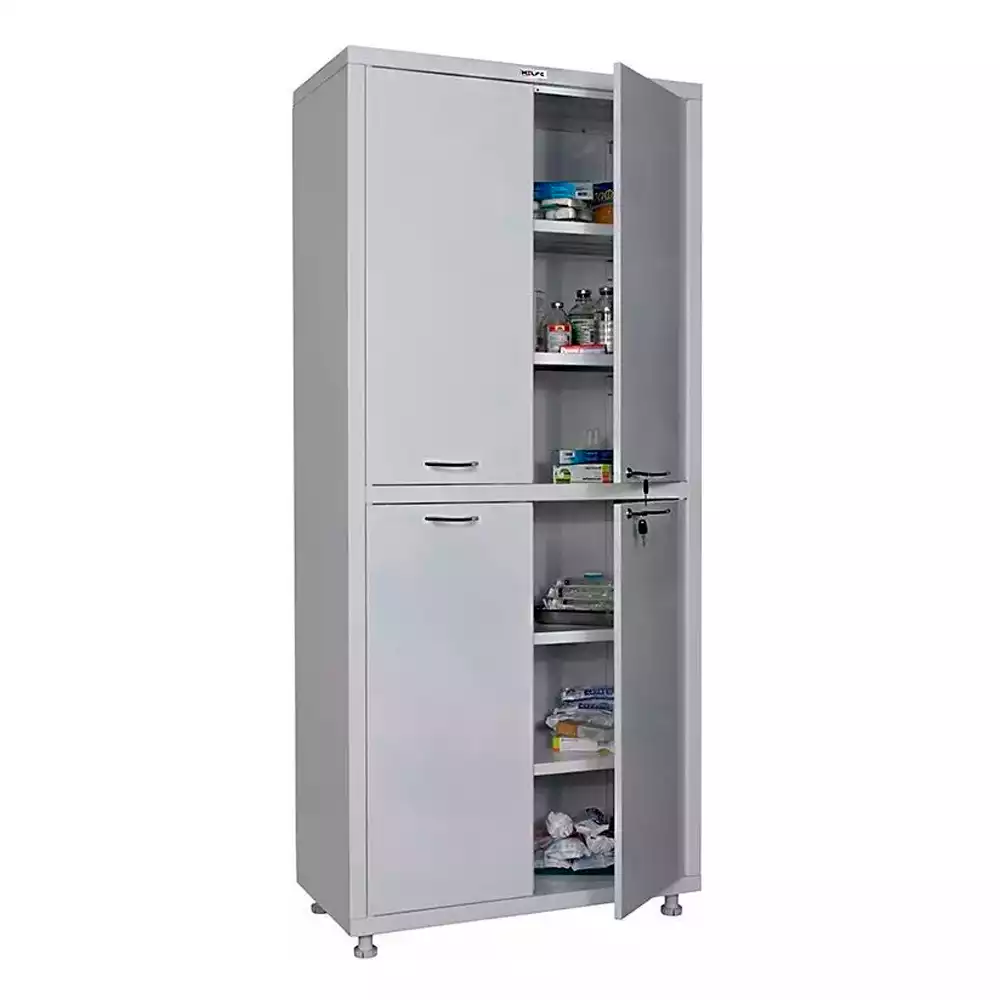 Медицинский шкаф для хранения растворов и медикаментов HILFE МД 2 1780/SS, размер 1750/1850x800x400мм, цвет белый