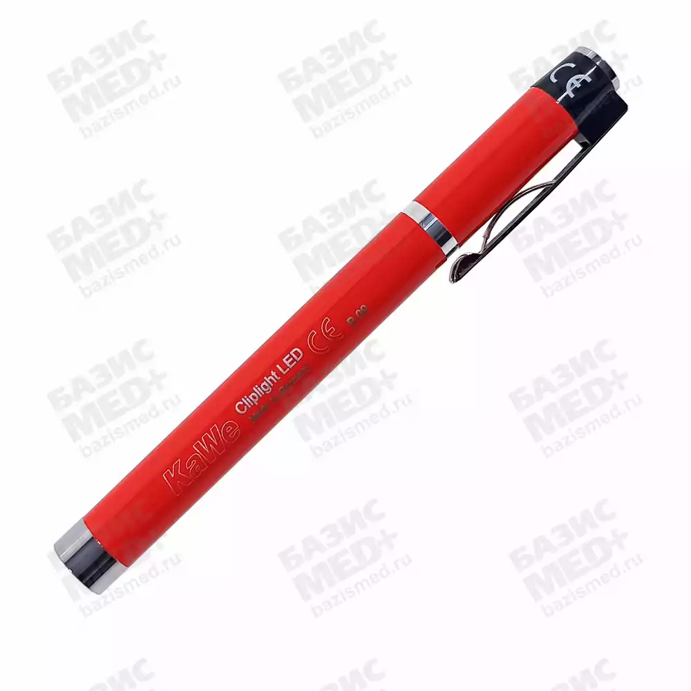 Фонарик диагностический Cliplight LED (светодиоды) с вакуумной лампочкой (дневной свет) металлический, цвет красный