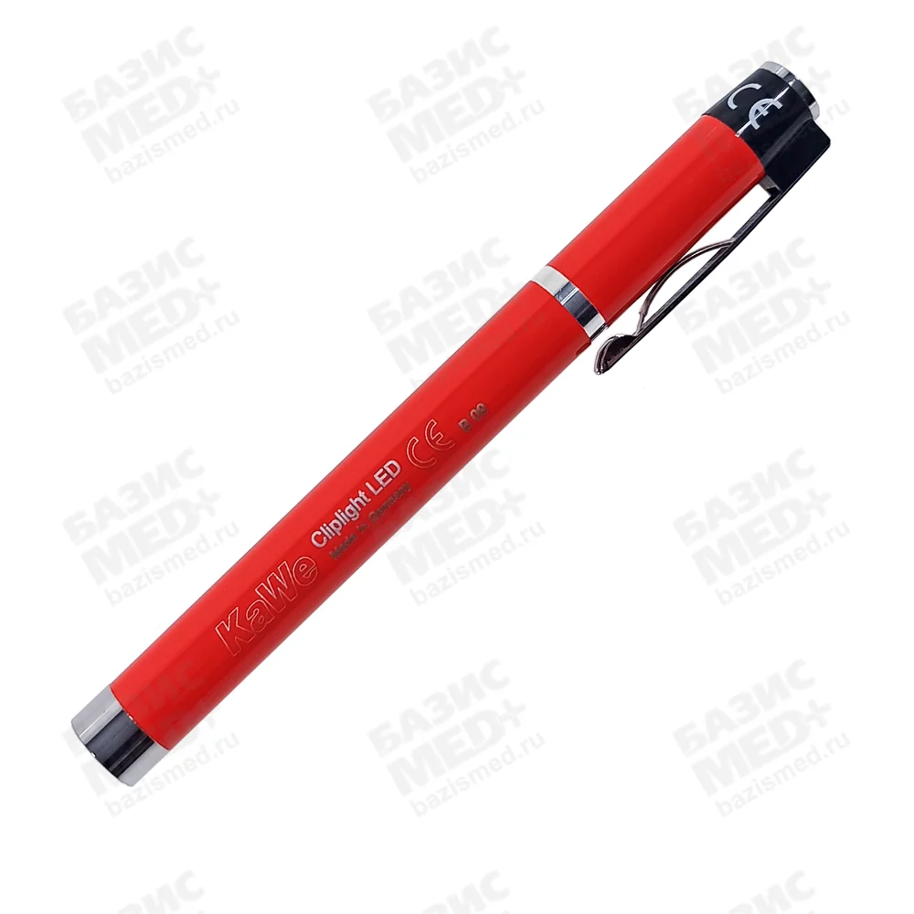Фонарик диагностический Cliplight LED (светодиоды) с вакуумной лампочкой (дневной свет) металлический, цвет красный
