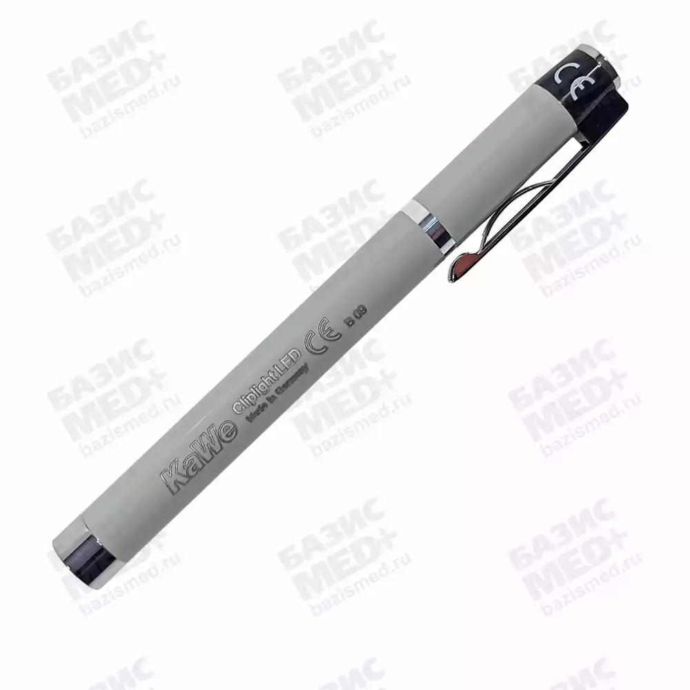 Фонарик диагностический Cliplight LED (светодиоды) с вакуумной лампочкой (дневной свет) металлический, цвет серый