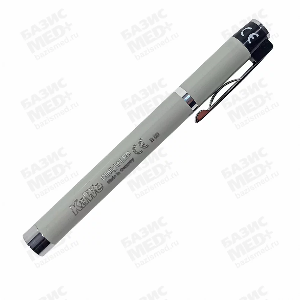 Фонарик диагностический Cliplight LED (светодиоды) с вакуумной лампочкой (дневной свет) металлический, цвет серый