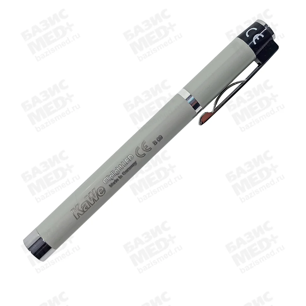 Фонарик диагностический Cliplight LED (светодиоды) с вакуумной лампочкой (дневной свет) металлический, цвет серый