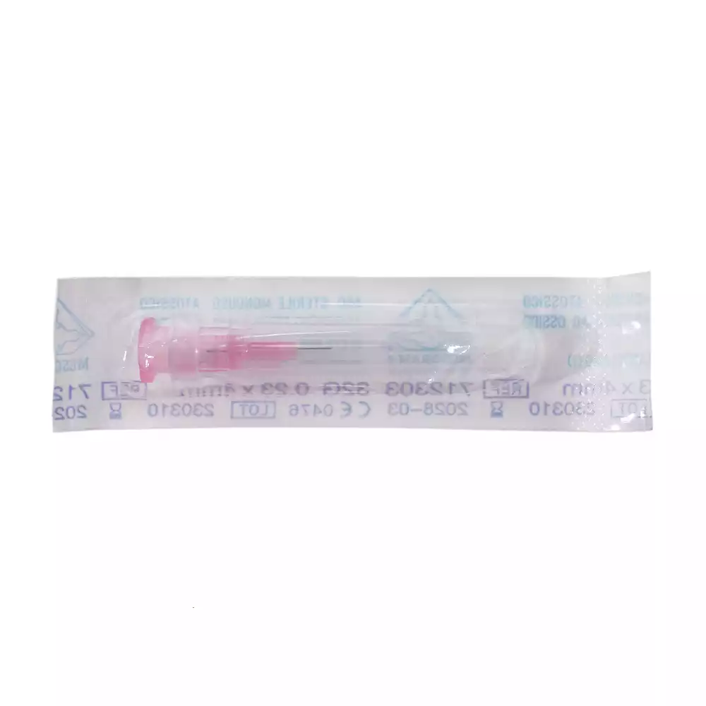 Игла для микроинъекций MESORAM, размер 32G (0,23*4мм), стерильная, розовая