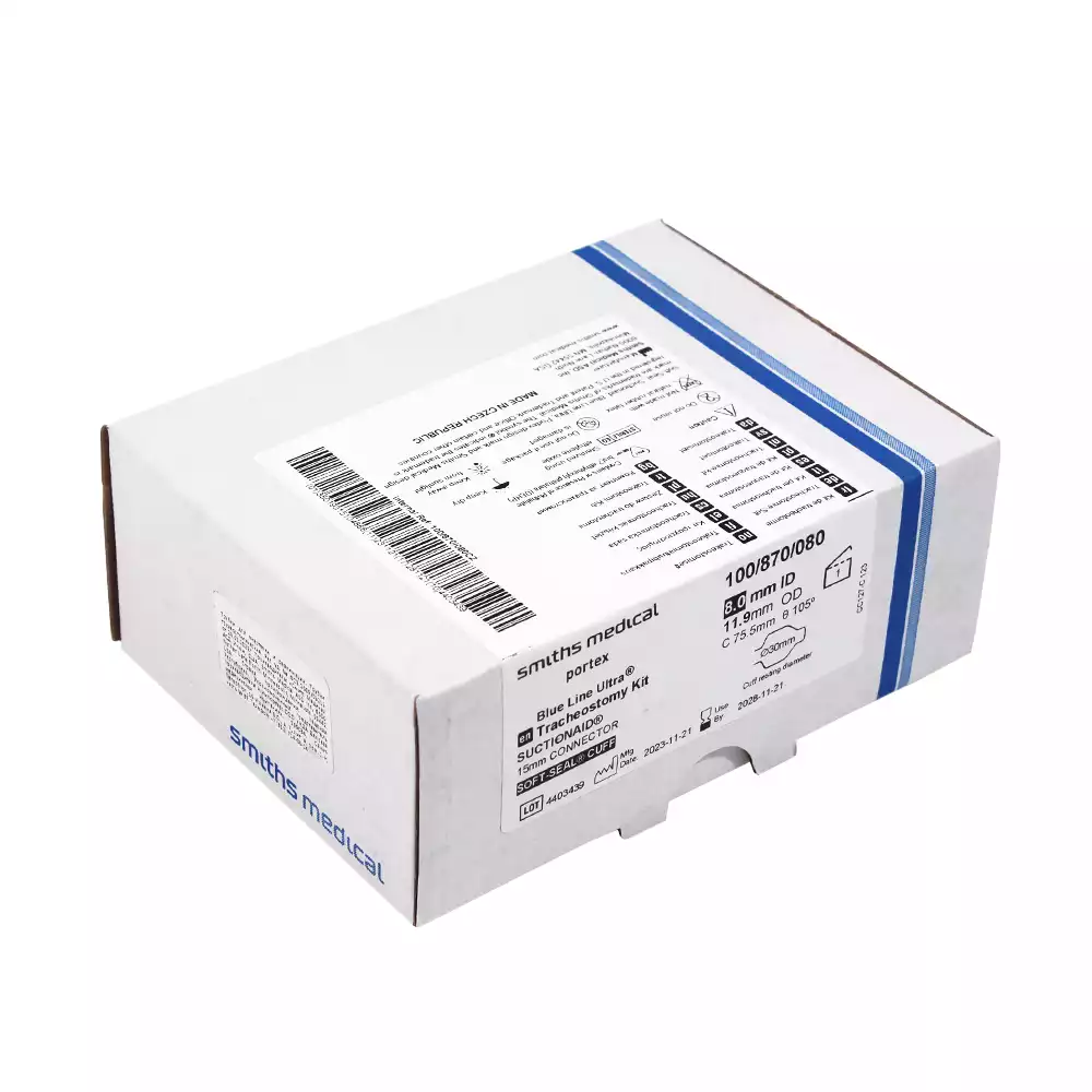 Трубка трахеостомическая Blue Line Ultra 8,0, с манжетой Софт Сеал диаметр 30мм, диаметр трубки 8,0/11,93мм, длина 75,5,мм, не фенестрированная, с санацией надманжеточного пространства