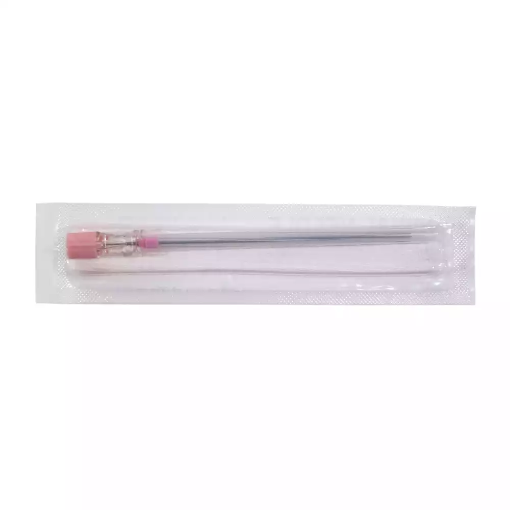 Игла спинальная Quincke 18G (1,25х90мм) Mederen, стерильная, розовая