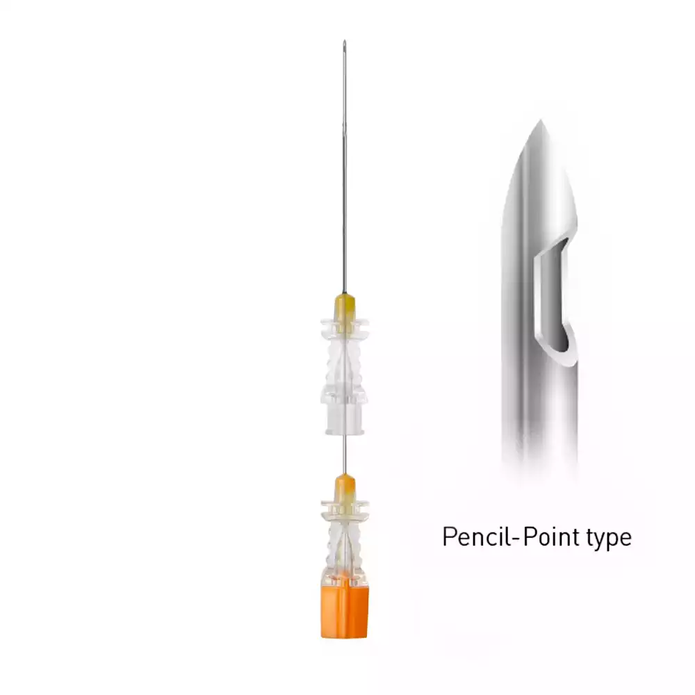 Игла спинальная Pencil Point 25G*3 1/2 (0,50*90мм), с проводником 20G×1⅓” (0.9×34мм), стерильная, оранжевая