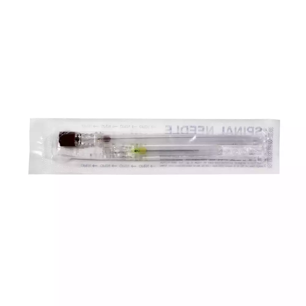 Игла спинальная Pencil Point 26G (0,45х90мм) Mederen, с проводником 20G×1⅓” (0.9×34мм), стерильная, коричневая