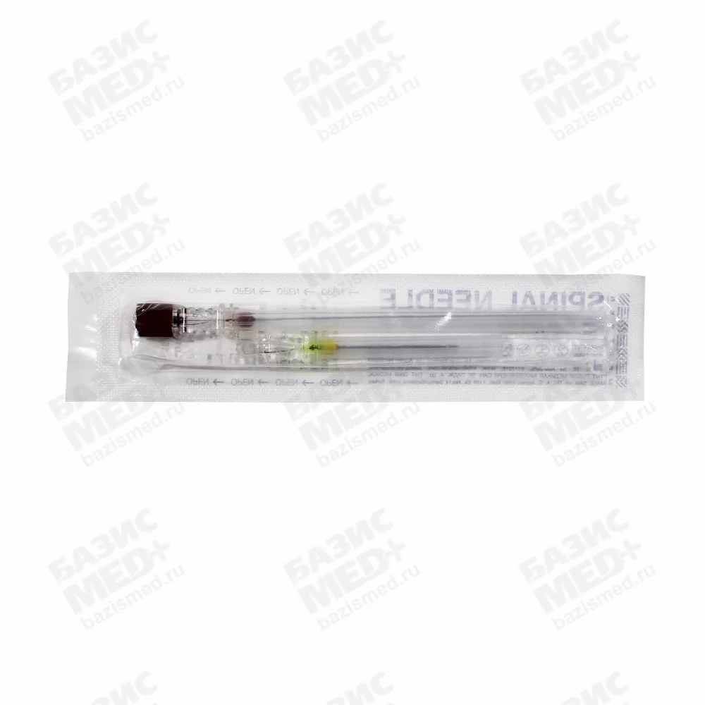 Игла спинальная Pencil Point 26G (0,45х90мм) Mederen, с проводником 20G×1⅓” (0.9×34мм), стерильная, коричневая