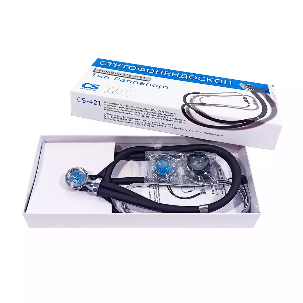 Стетофонендоскоп CS Medika-421, цвет черный, Раппопорт