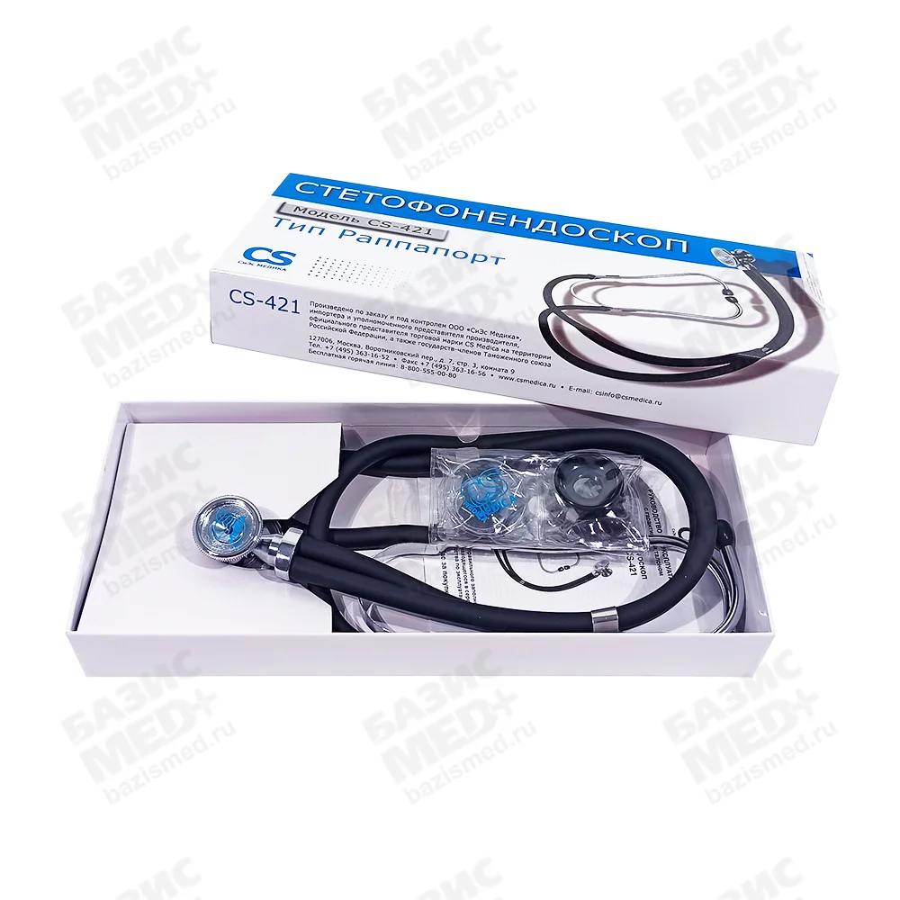 Стетофонендоскоп CS Medika-421, цвет черный, Раппопорт