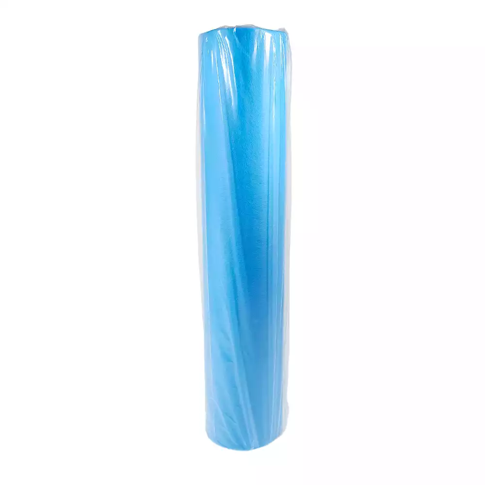 Рулон гигиенический, размер 80см*200м, материал СМС 20г/м2, без перфорации, голубой