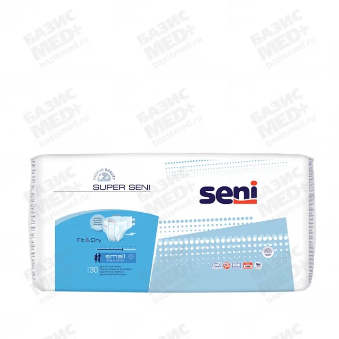 Подгузники для взрослых Seni Super Small, размер S(1), обхват талии 55-80см, упаковка 30шт
