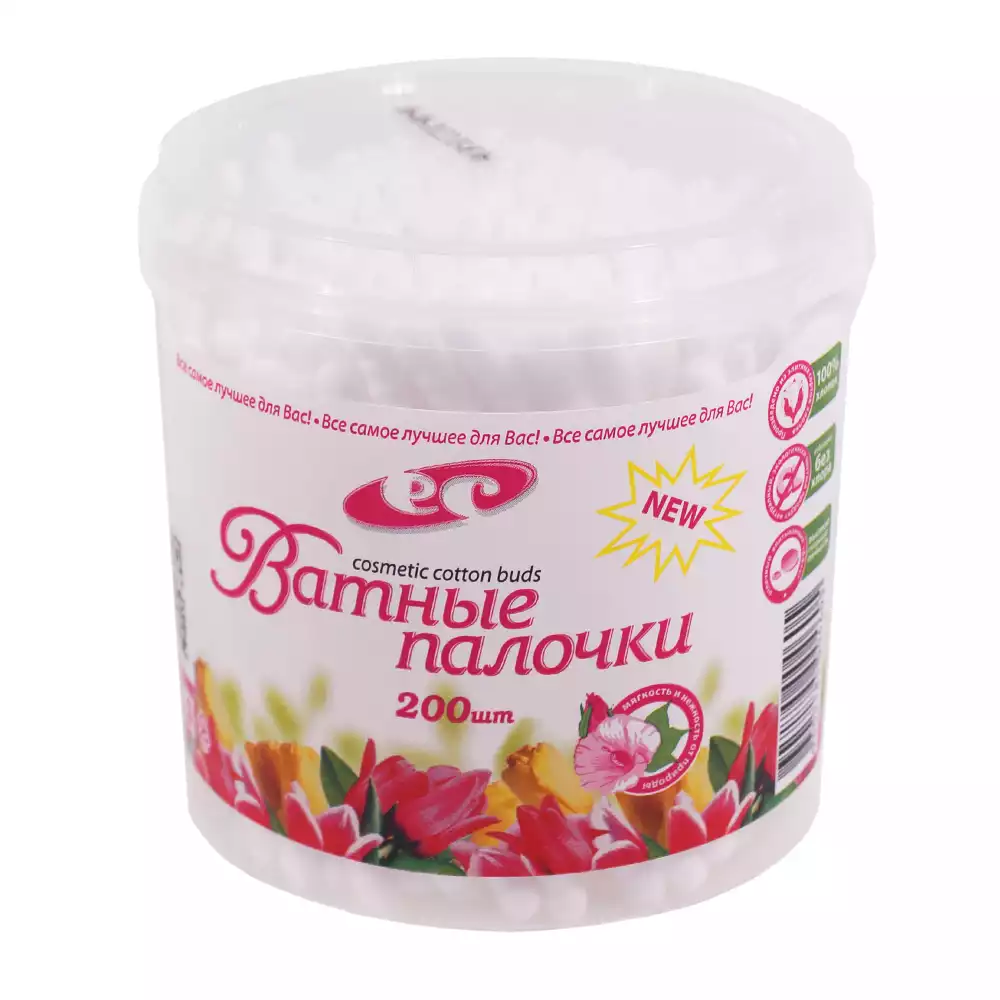 Ватные палочки "Емельянъ Савостинъ" №200, со спиралевидным намотом,  пластиковый стакан
