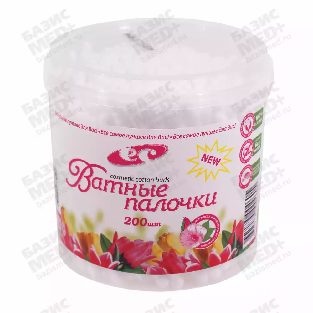 Ватные палочки "Емельянъ Савостинъ" №200, со спиралевидным намотом,  пластиковый стакан