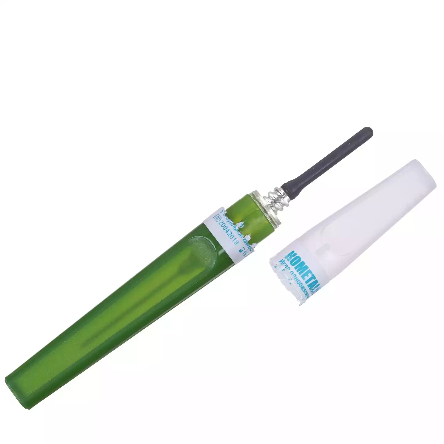 Игла 2-сторонняя 21G*1, 1/8, 0,8*25 мм, цвет зелёный, с визуальной камерой