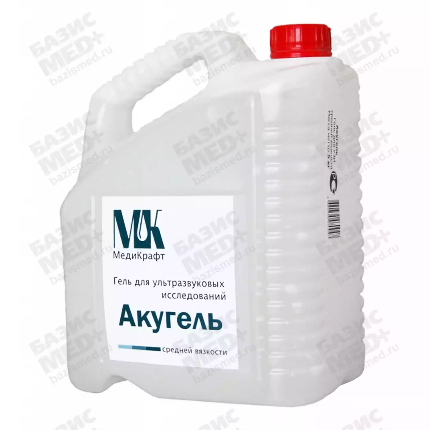 Гель Акугель, 5кг, средней вязкости, не содержит пропиленгликоль, бесцветный, для всех видов УЗИ, допплерографии, эхографии