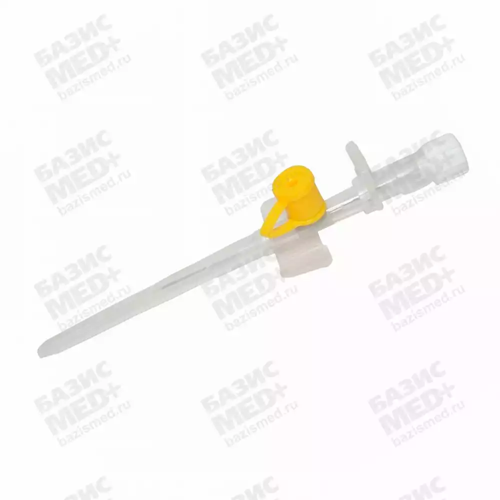 Катетер внутривенный 24G, длина 19мм, диаметр 0,7мм, цвет желтый, стерильный