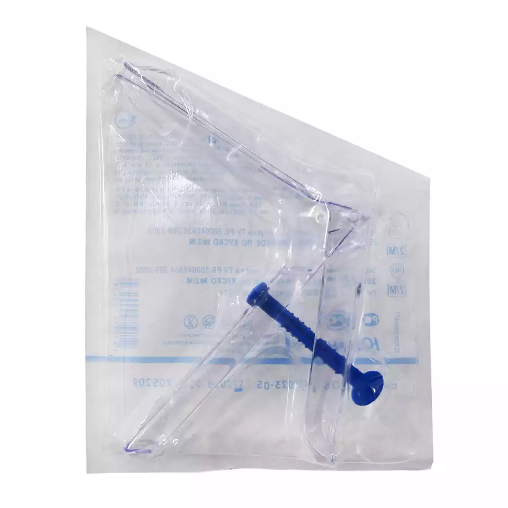 Зеркало гинекологическое по Куско, размер №2(М), с центральным поворотным фиксатором, прозрачное, одноразовое, стерильное