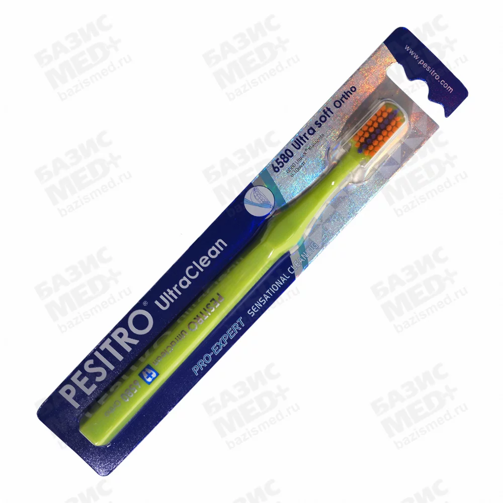 Щетка зубная PESITRO UltraClean Ultra soft 6580 Ortho, с пластиковой ручкой, щетина полиэстер, мягкая