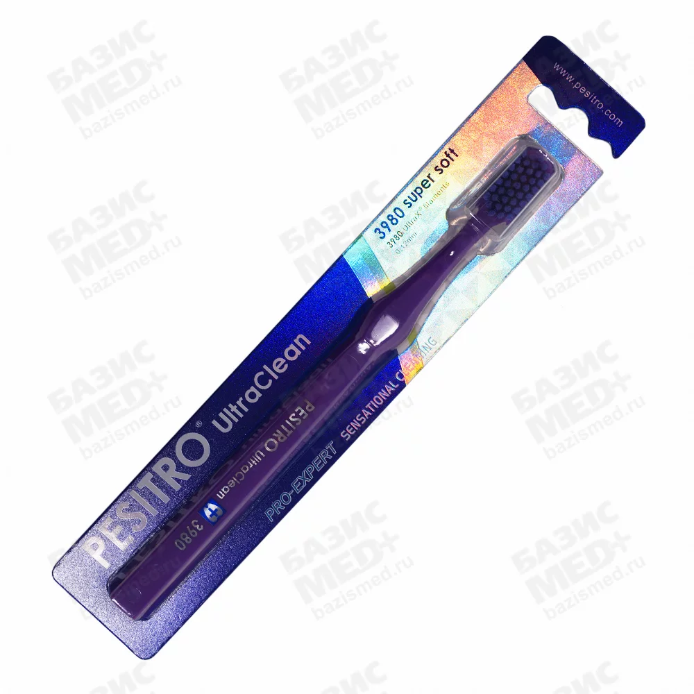 Щетка зубная PESITRO UltraClean Clever soft 7680, с пластиковой ручкой, щетина полиэстер, средняя жесткость