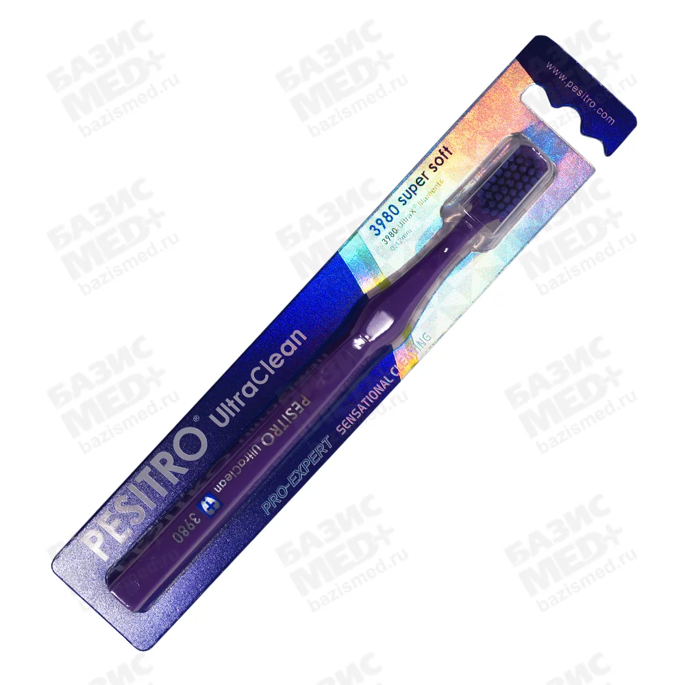 Щетка зубная PESITRO UltraClean Clever soft 7680, с пластиковой ручкой, щетина полиэстер, средняя жесткость