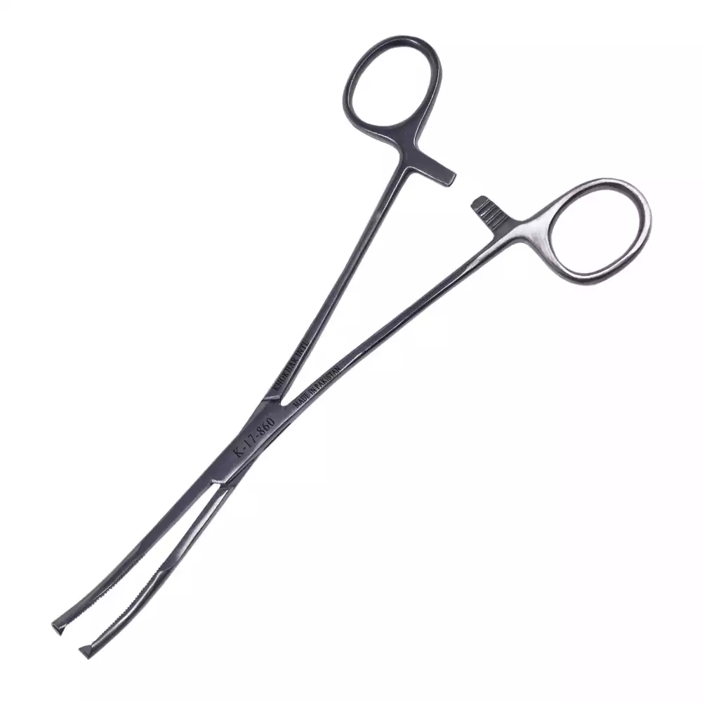 Зажим (К-17-860) Микулича, для прикрепления белья к брюшине, губки изогнутые, длина 195мм, аналог З-38