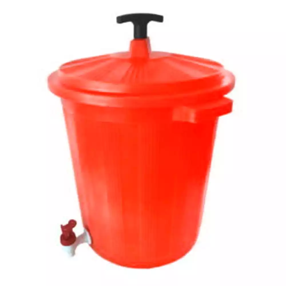 Бак ( ЭМ-контейнер) объем 20,0л, для дезинфекции отработанных медицинских материалов с краном для слива дез. растворов, с крышкой и гнетом, класс В (красный)