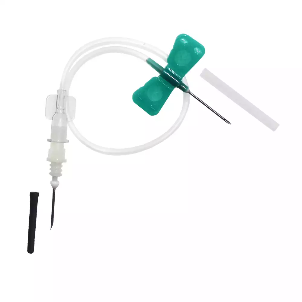 Игла - бабочка для взятия венозной крови с луер-адаптером Improvacuter 21G(0,8х19мм), длина трубки 19см, стерильная, зеленая