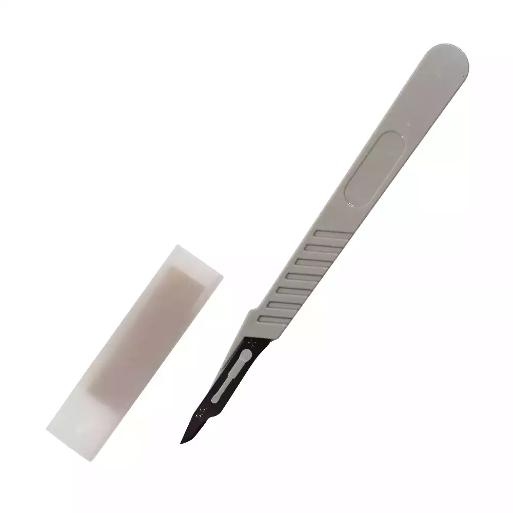 Скальпель с пластмассовой ручкой №15С CERTUS, нержавеющая сталь, одноразовый, стерильный