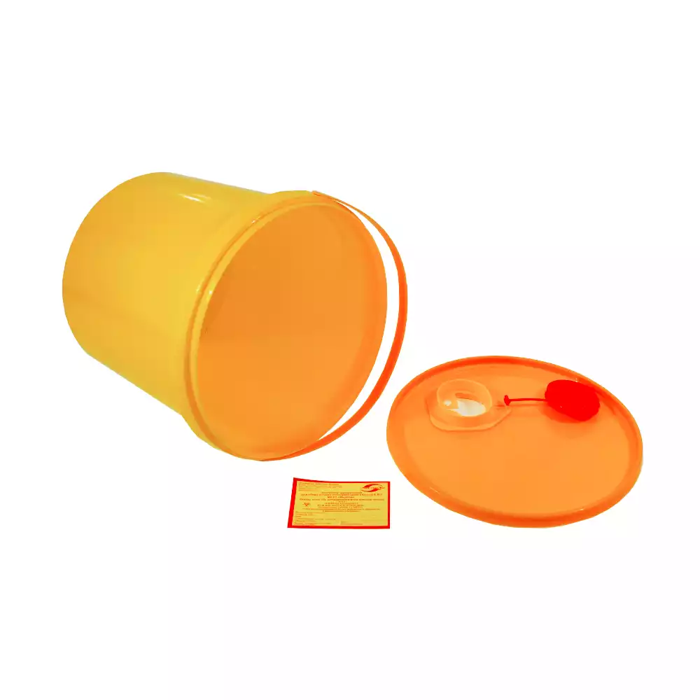 Емкость-контейнер для сбора острого инструментария (с иглосъемником), объем 10,0л (класс Б), желтая, одноразовая