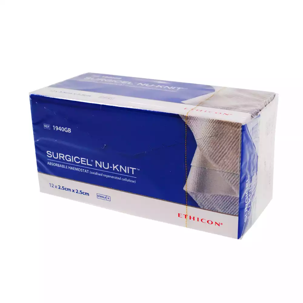 Материал "Серджисел Нью-Нит" хирургический гемостатический рассасывающийся, размер 2,5*2,5см, упаковка 12шт, стерильный, 1940GB