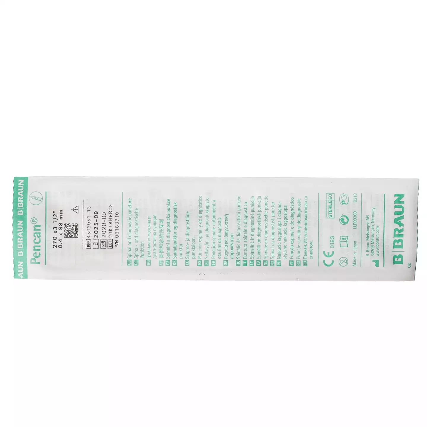 Игла спинальная Pencil Point 27G (0,40х88мм) Pencan®, с проводниковой иглой, с обновленным павильоном, стерильная, серая