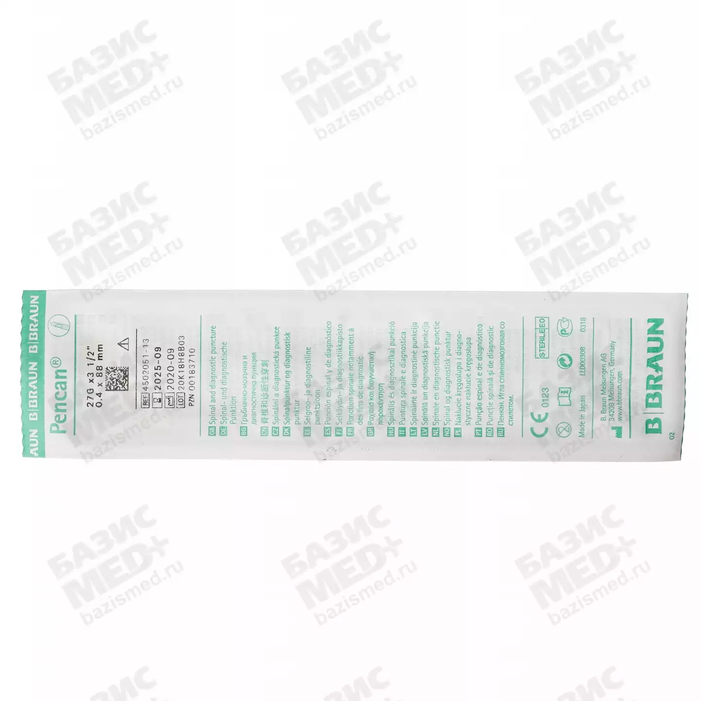 Игла спинальная Pencil Point 27G (0,40х88мм) Pencan®, с проводниковой иглой, с обновленным павильоном, стерильная, серая