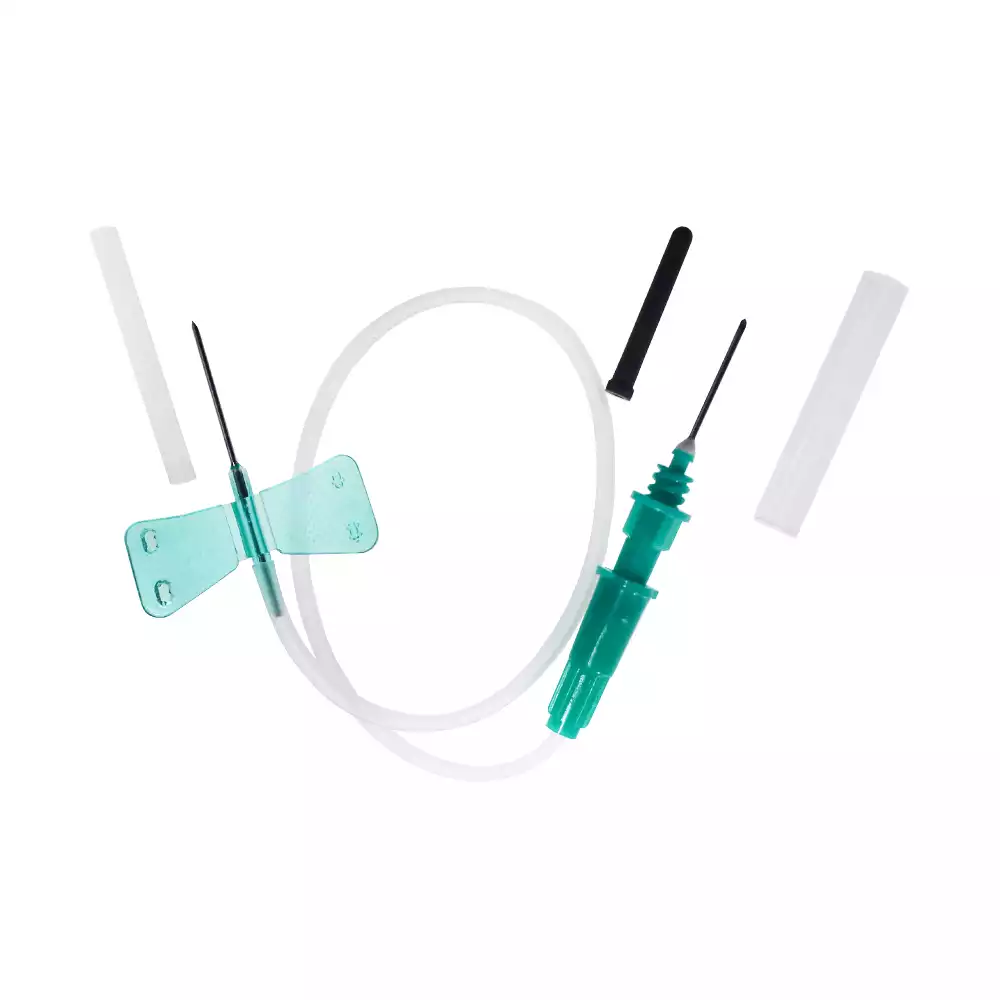 Игла - бабочка, с луер-адаптером 21Gх3/4, диаметр 0,80мм, длина трубки 19см, стерильная, зеленая