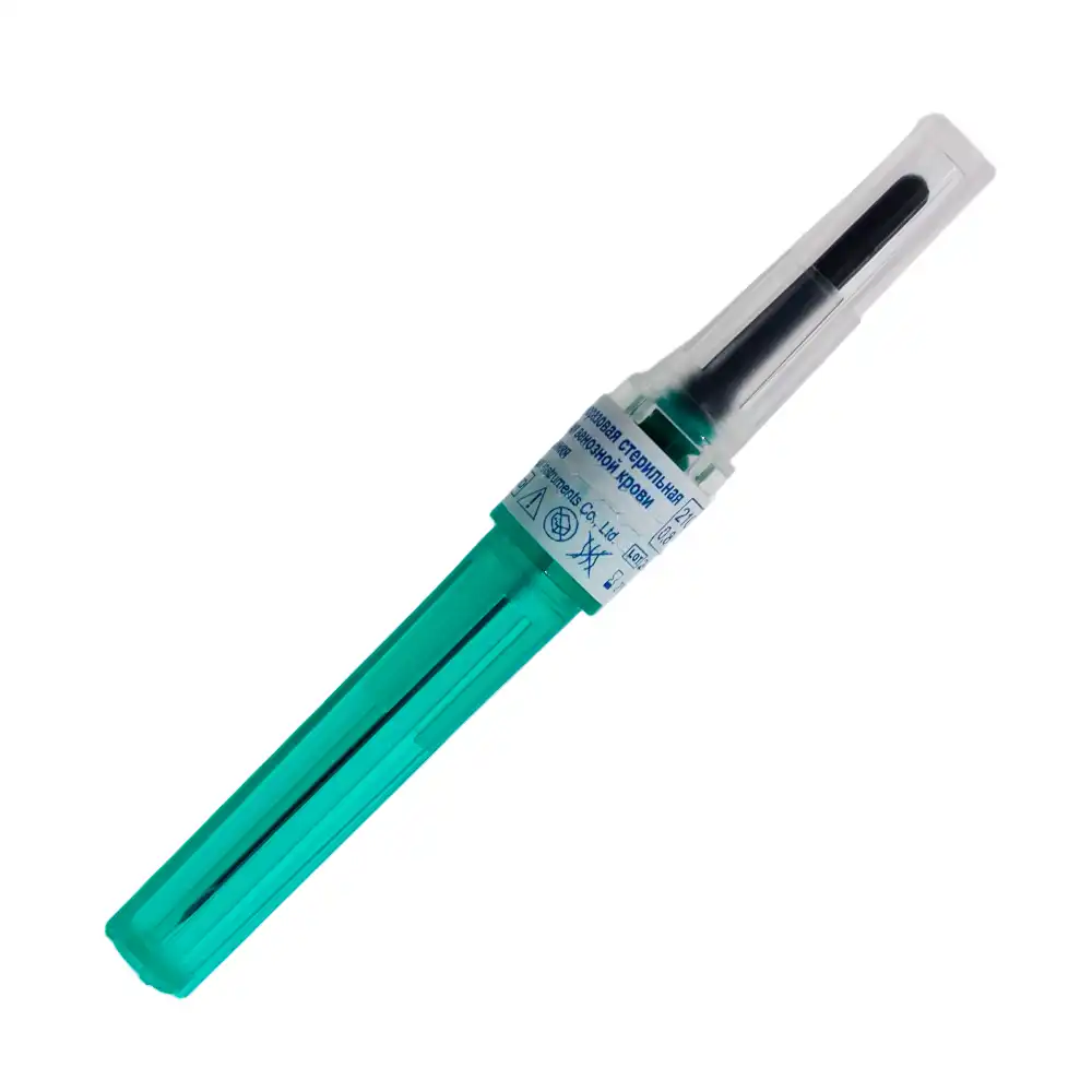 Игла двусторонняя для забора крови Paramed, размер 21G (0,8х38мм), (зеленый колпачок)