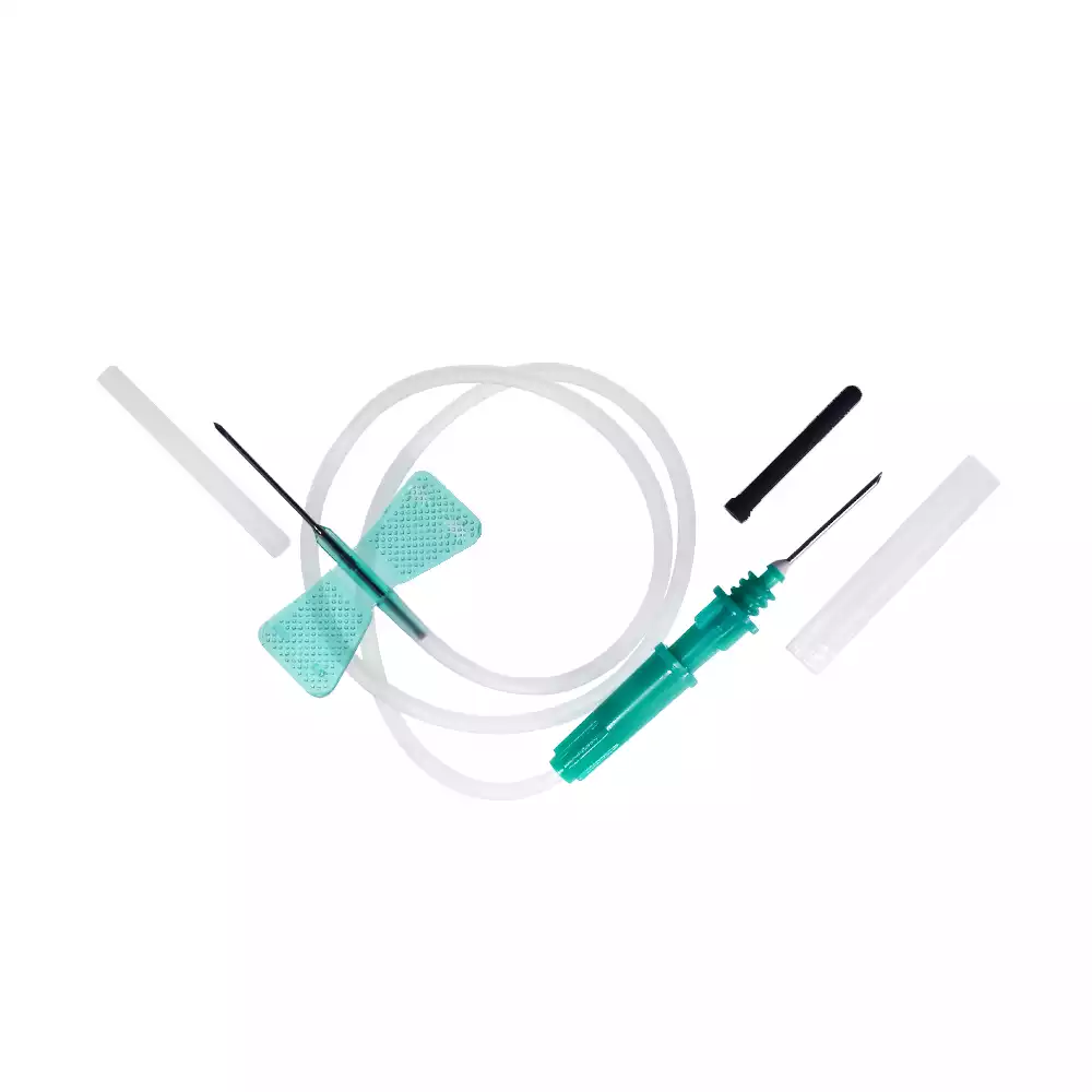 Игла - бабочка для взятия венозной крови с луер-адаптером Improvacuter 21G(0,8х20мм), длина трубки 30см, стерильная, зеленая