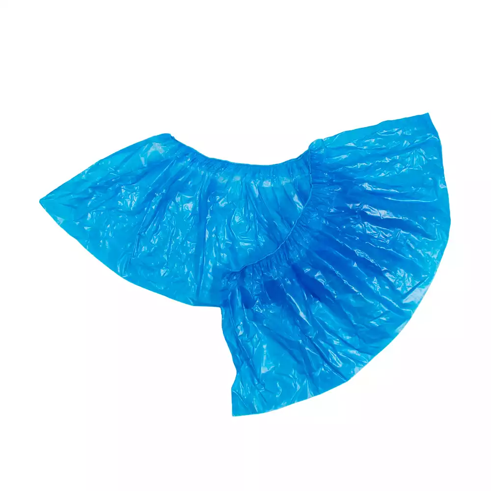 Бахилы "С двойным дном", полиэтиленовые, гладкие, 100мкм, вес 10,0 гр/пара, размер 400*140мм, голубые