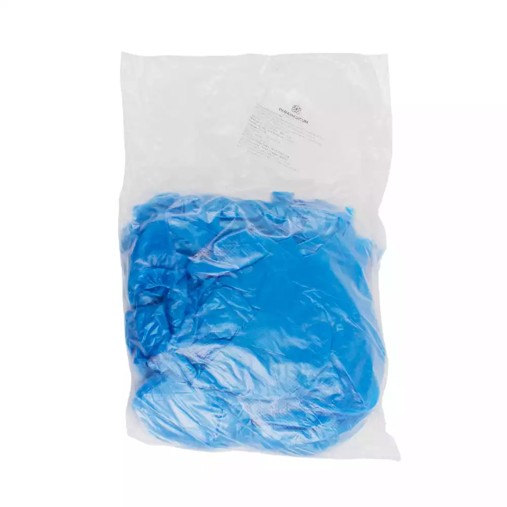 Бахилы "С двойным дном", полиэтиленовые, гладкие, 100мкм, вес 10,0 гр/пара, размер 400*140мм, голубые