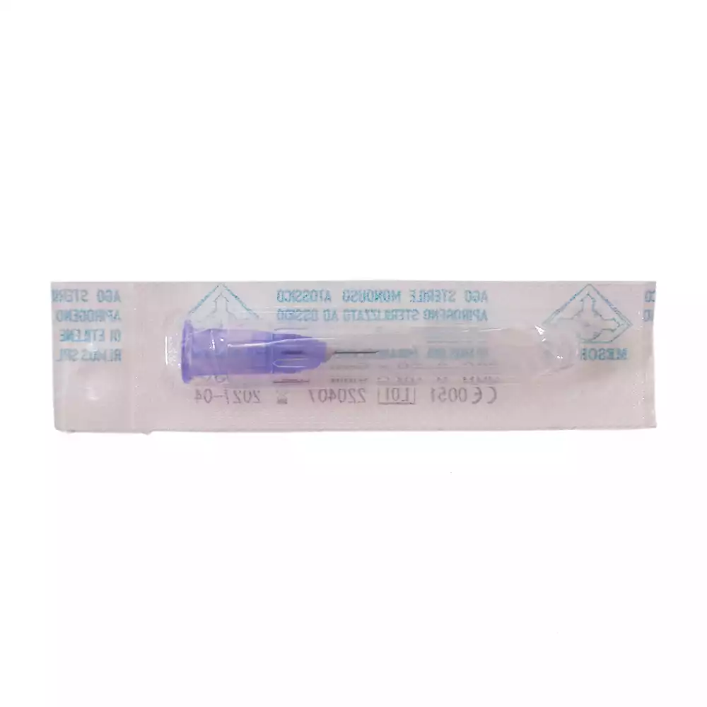 Игла для микроинъекций MESORAM, размер 30G (0,30*6мм), стерильная, фиолетовая