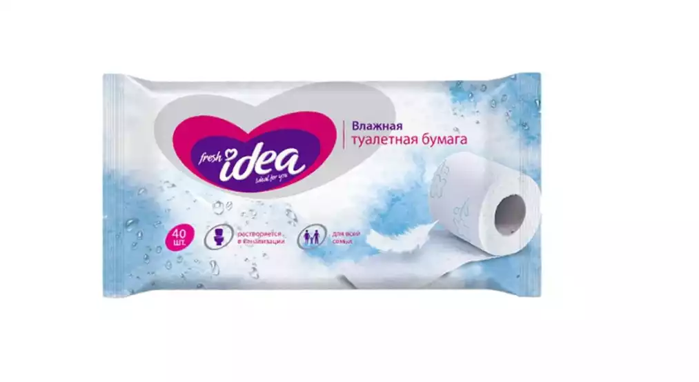 Бумага туалетная Fresh Idea влажная 40шт Раствор. в воде 13*17см